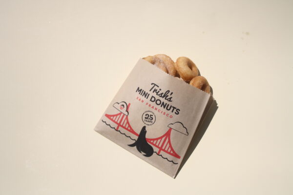 A bag of three mini donuts